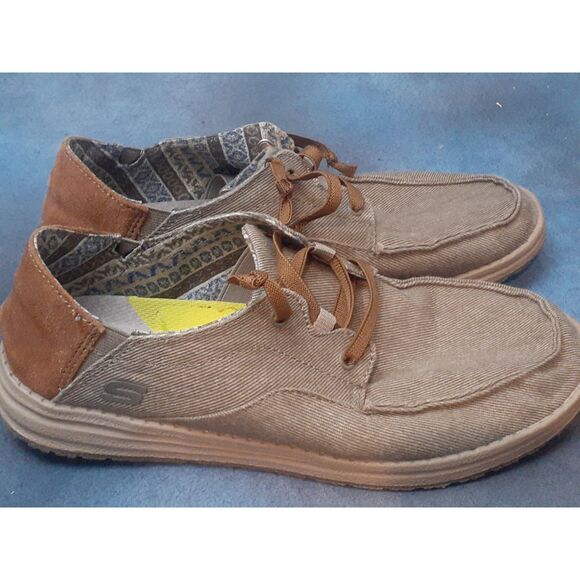 SKECHERS Men\'s Relax Fit Melson-Planon Taupe Canvas Lace Up Shoes - Size 7.5 main image 8